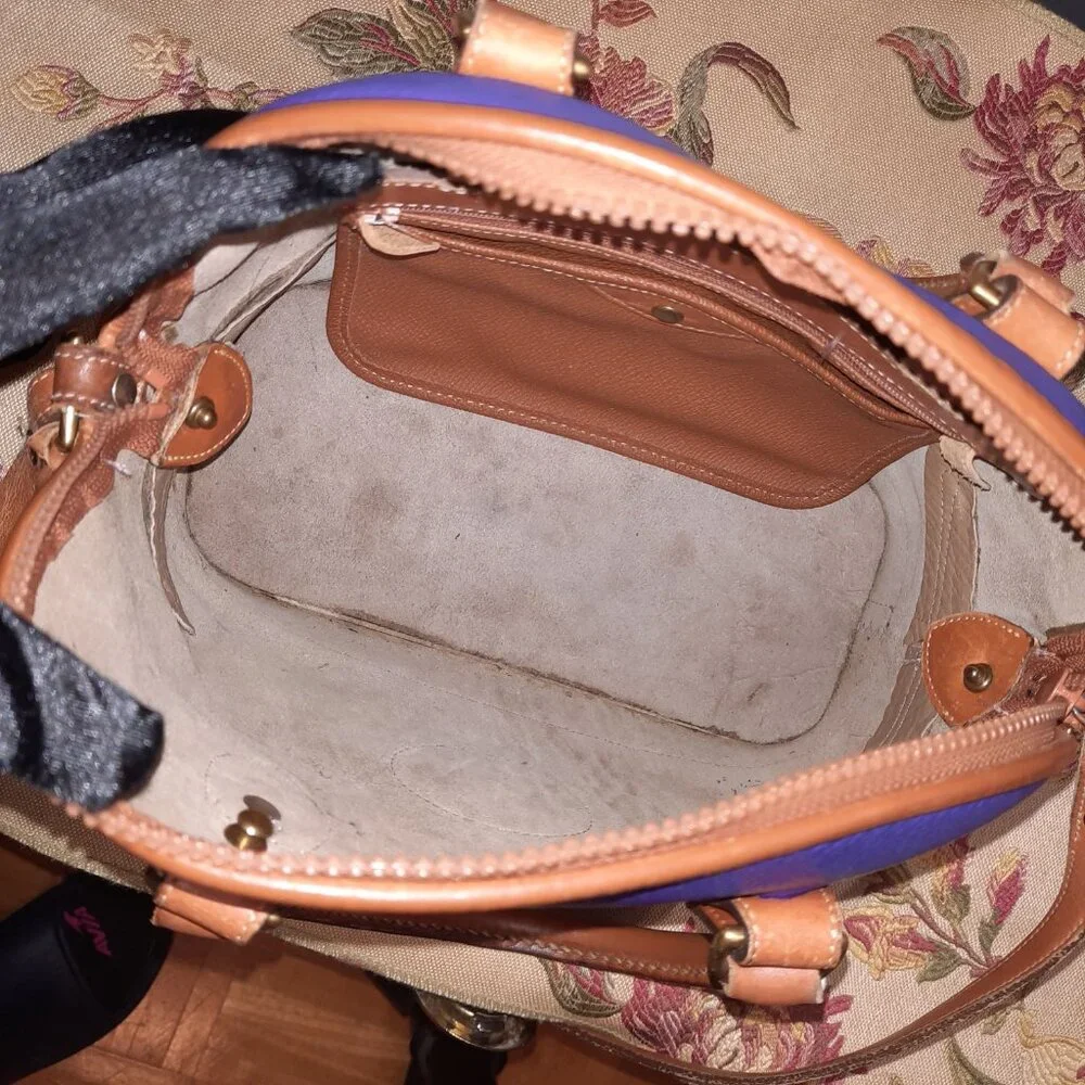 Vintage Dooney & Bourke Norfolk Hand Painted Violet Purple Satchel - Picture 12 of 15